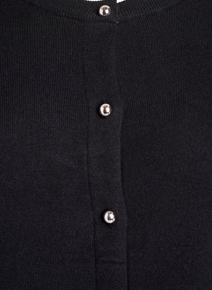 Cardigan med runda knappar, Svart, Packshot image number 2
