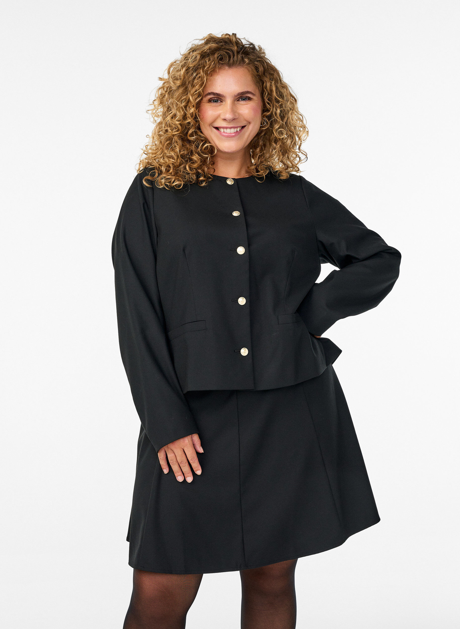 Kort a-linjeformad kjol, Svart, Model