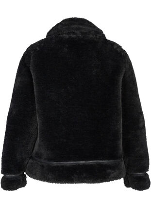 Kort imiterad pälsjacka, Black, Packshot image number 1