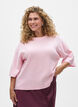 L&ouml;st stickad blus med korta &auml;rmar, Rosa, Model image number 0