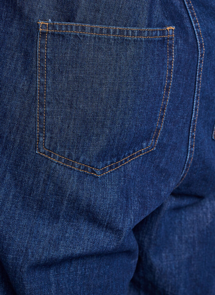 Jumpsuit i denim med korta &auml;rmar och knytsk&auml;rp, Bl&aring;, Packshot image number 4