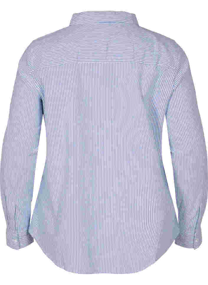Långärmad skjorta i bomull, Blue Striped, Packshot image number 1