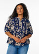 Blus med tryck och halvkorta &auml;rmar, Bl&aring;, Model image number 0