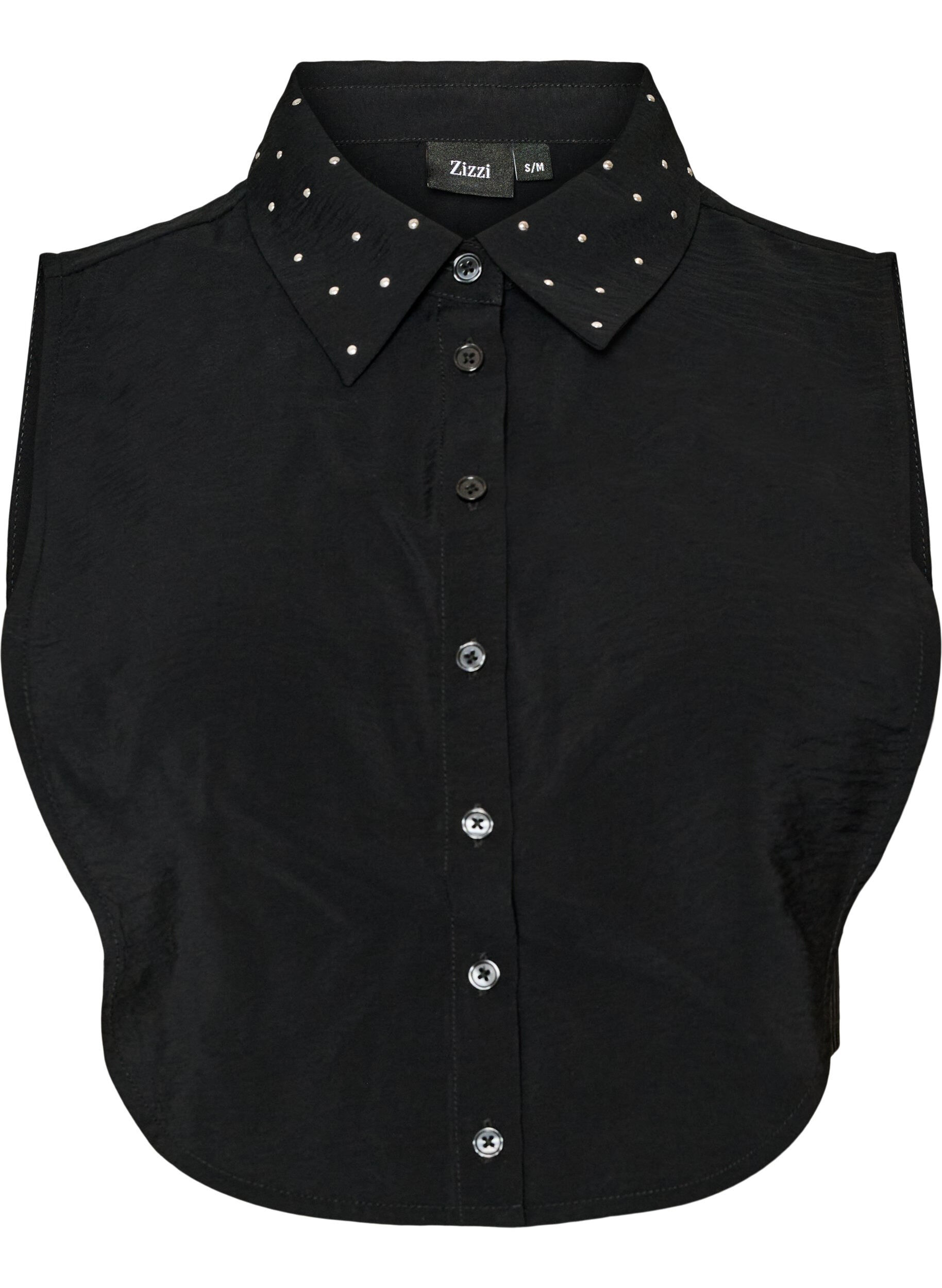 ZizziKraginsats med strass och knappar, Svart, Packshot image number 0