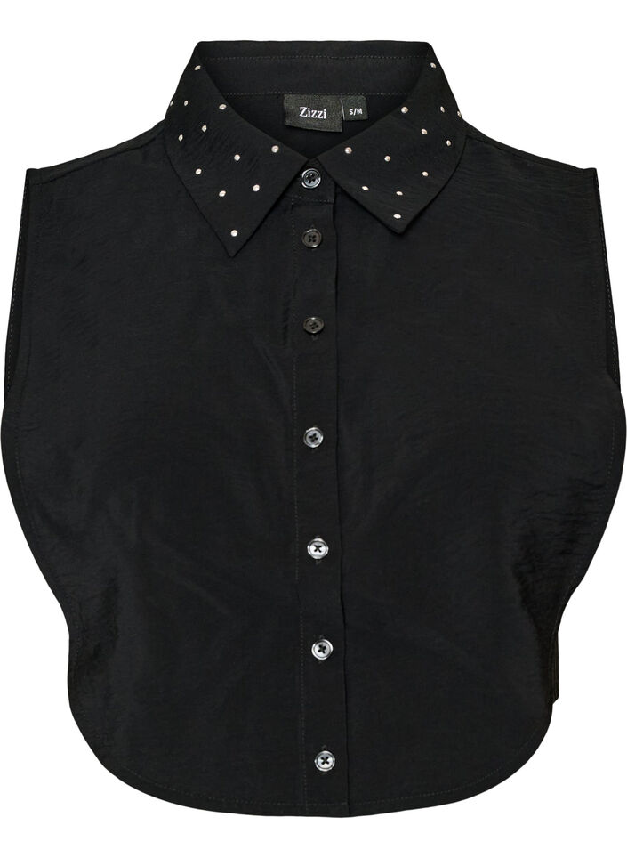 Kraginsats med strass och knappar, Svart, Packshot image number 0