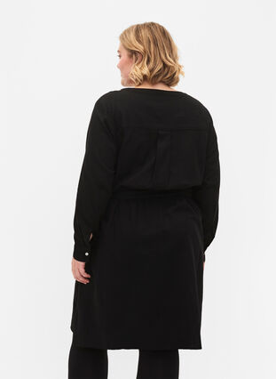 Skjortklänning med långa ärmar, Black, Model image number 1