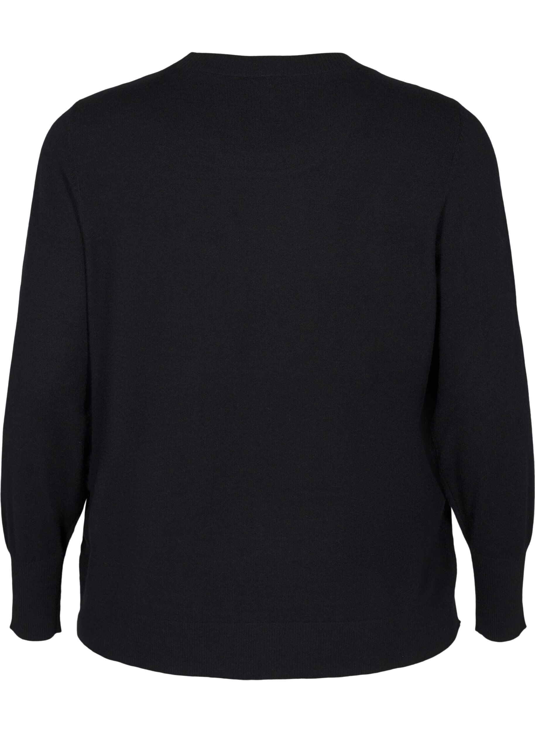 ZizziStickad blus med rund hals, Svart, Packshot image number 1