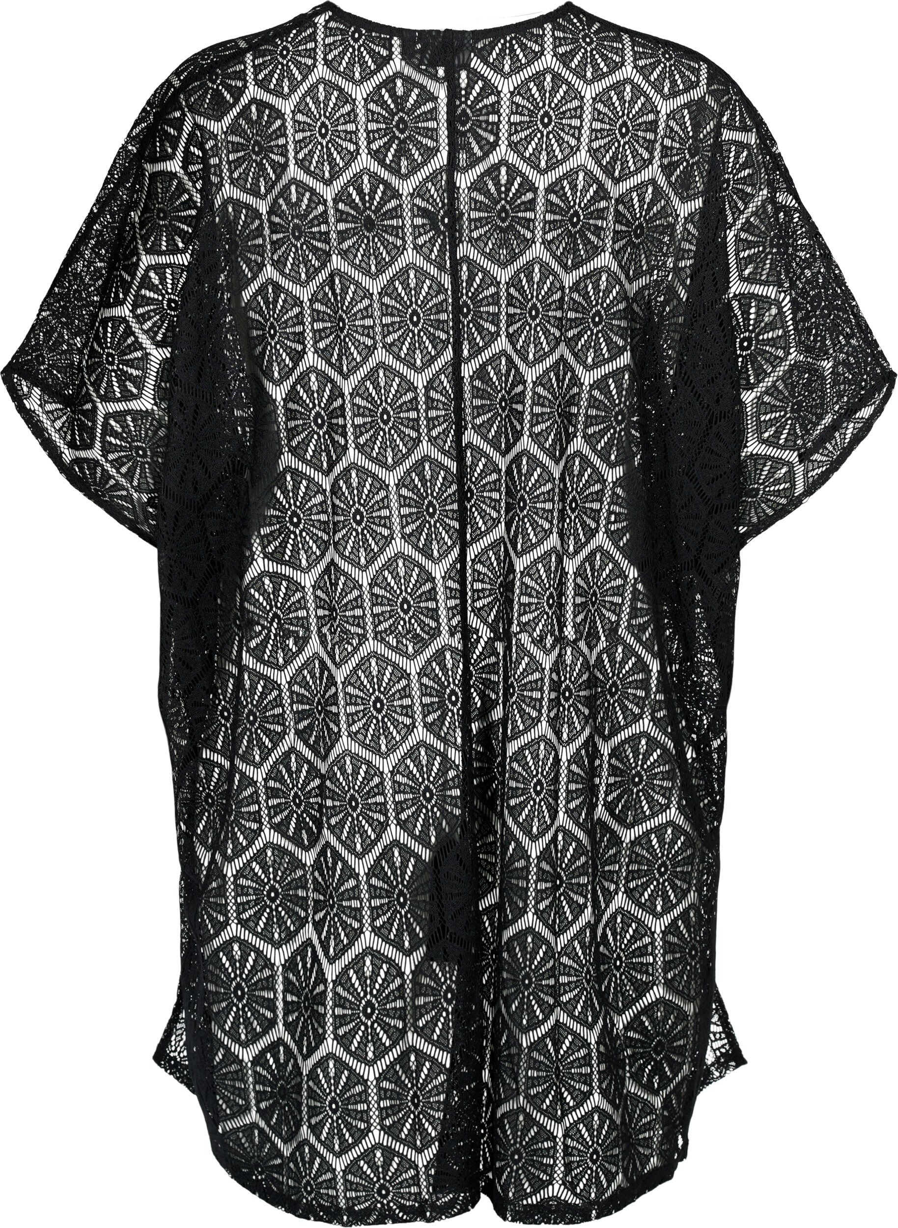 Zizzi Kaftan-strandkl&auml;nning med h&aring;lm&ouml;nster, Black, Packshot image number 1