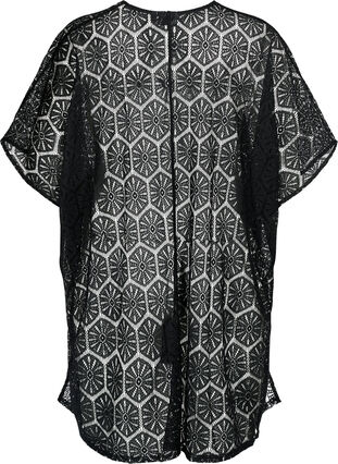 Kaftan-strandklänning med hålmönster, Black, Packshot image number 1
