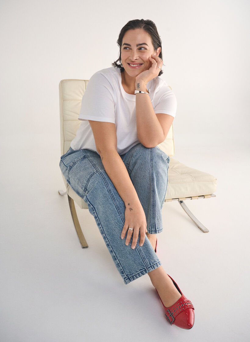 Cargobyxor med hög midja, Blå, Image image number 0