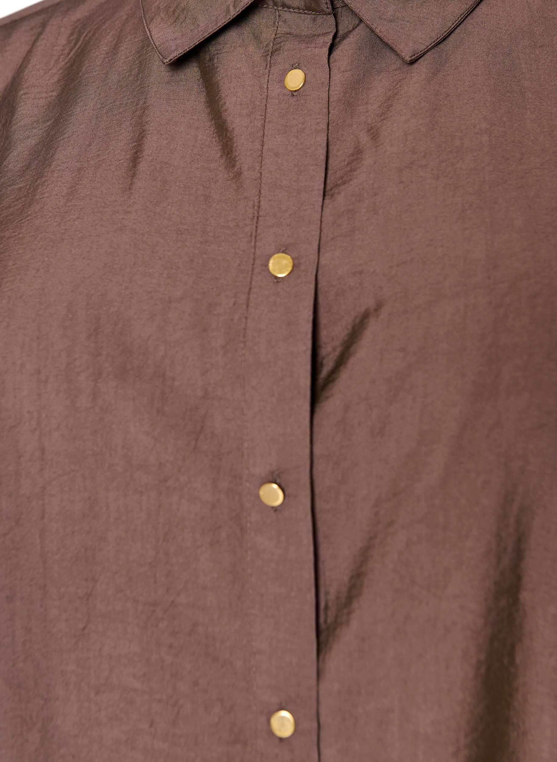 ZizziSkjorta i viskos med guldknappar, Brun, Packshot image number 2