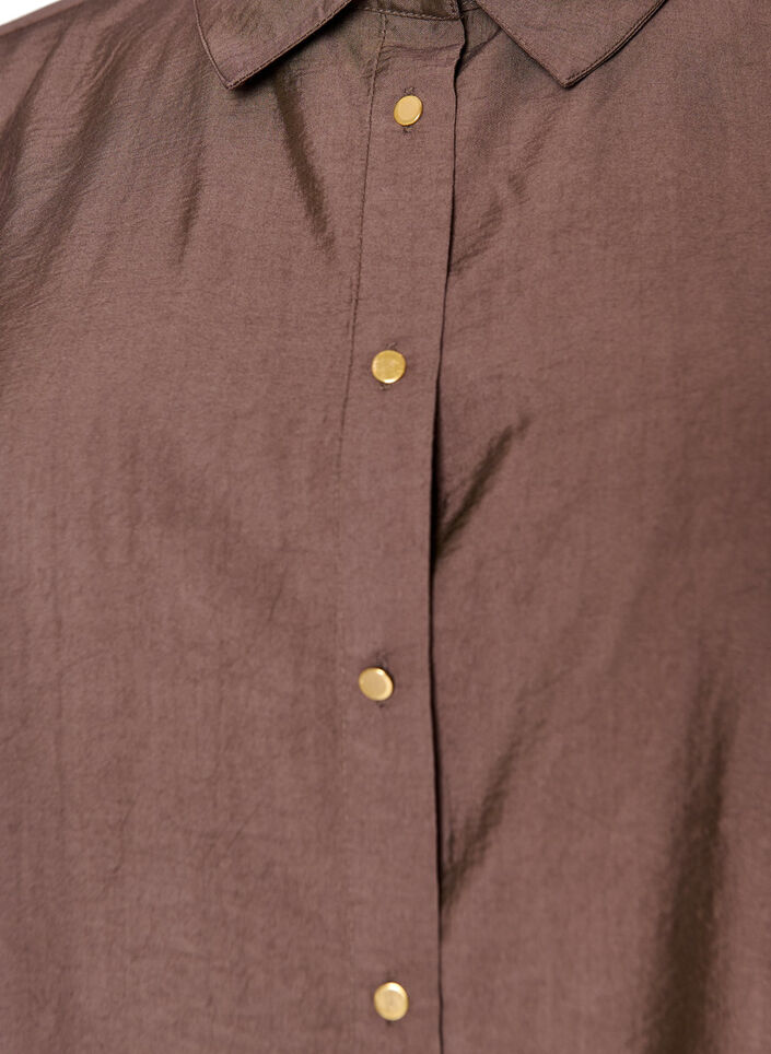 Skjorta i viskos med guldknappar, Brun, Packshot image number 2