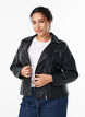 Imiterat l&auml;der biker jacka, Svart, Model image number 0