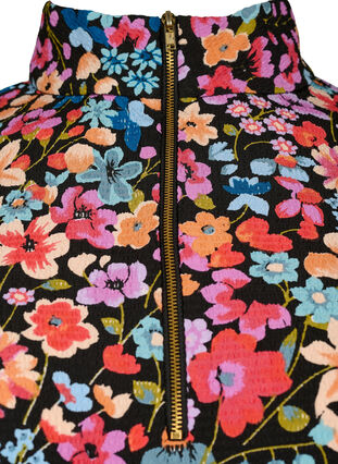 Blommig tunika med långa ärmar och dragkedja, Flower AOP, Packshot image number 2