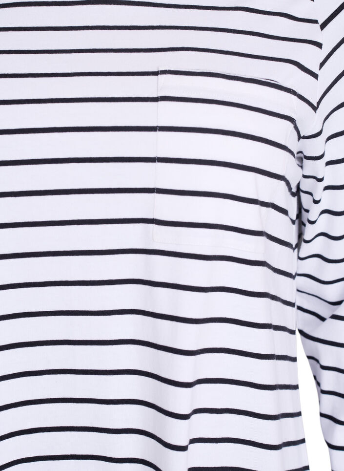 Randig nattlinne i ekologisk bomull, Vit, Packshot image number 2