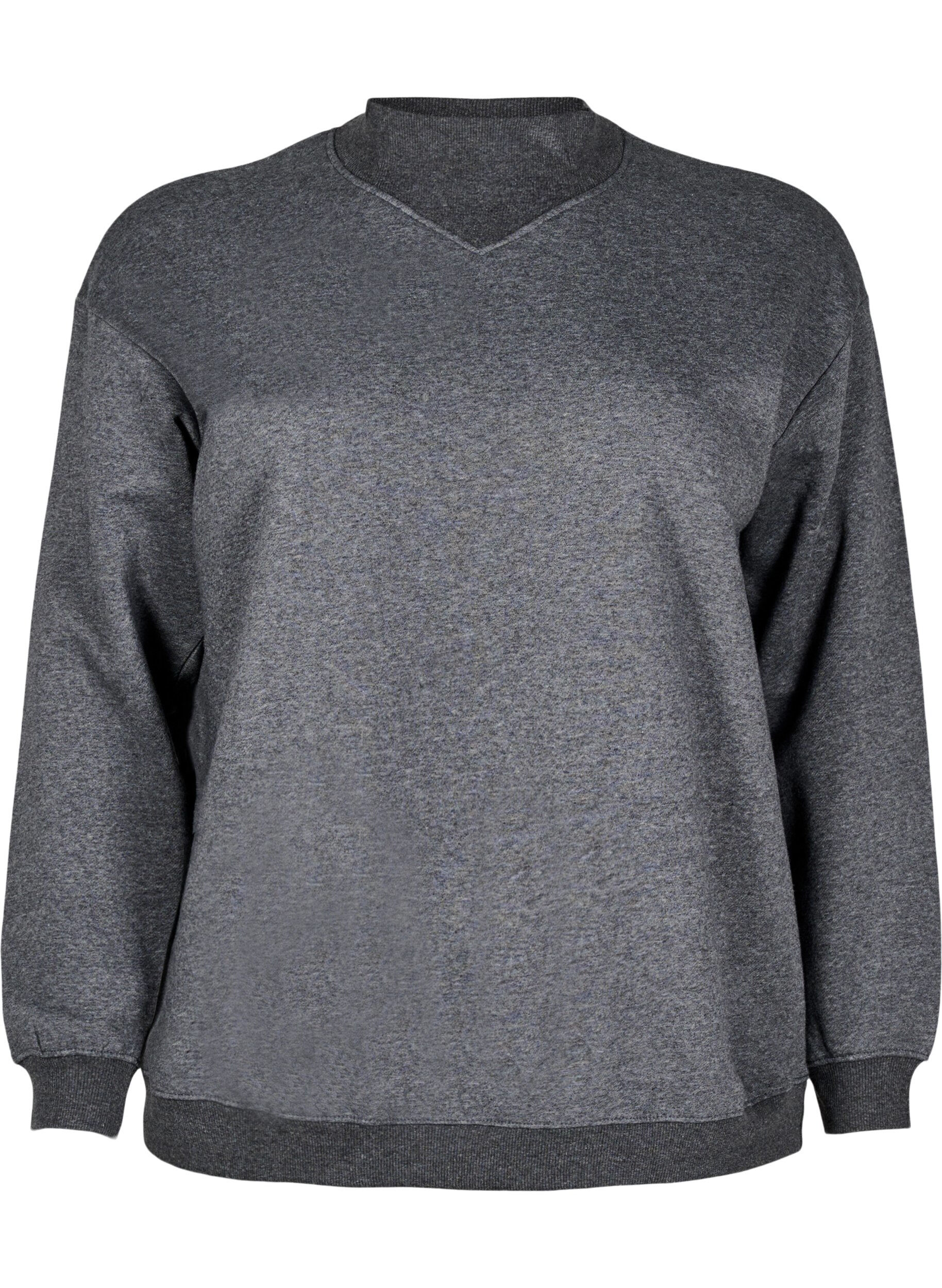 Zizzi Sweatshirt med h&ouml;g krage och l&aring;nga &auml;rmar, Gr&aring;, Packshot image number 0