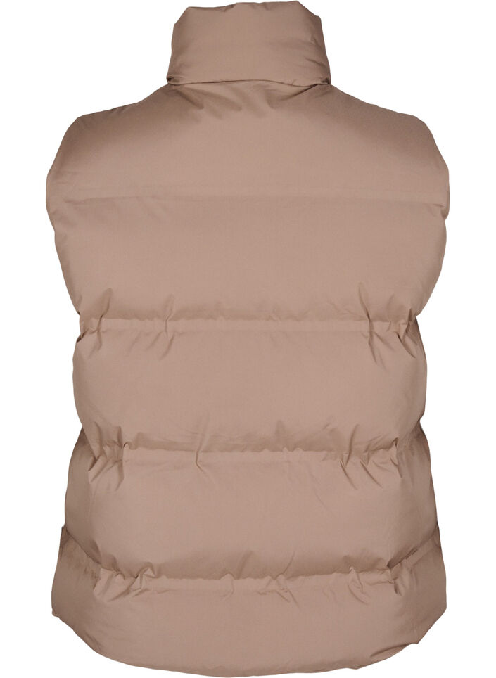 Kort pufferjacka med h&ouml;g krage, Brun, Packshot image number 1