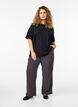 Kort&auml;rmad v&auml;vd blus med rund hals, Svart, Model image number 1