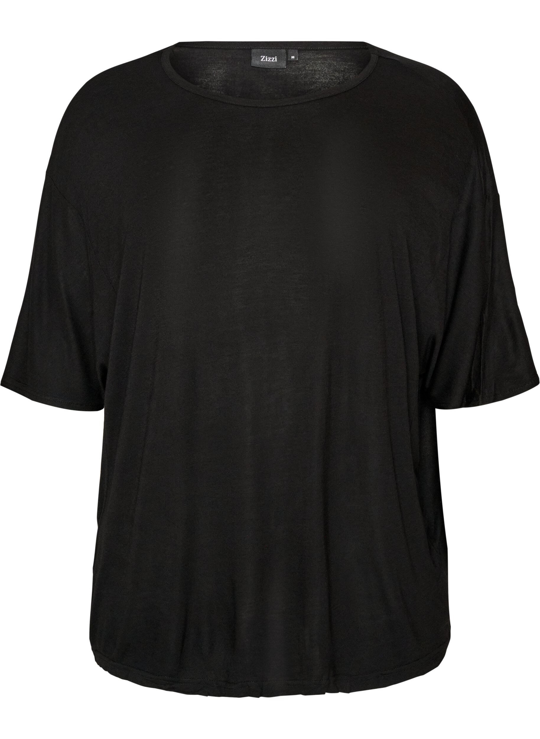ZizziL&ouml;s t-shirt i viskosjersey, Svart, Packshot image number 0