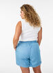 Shorts i denimlook med res&aring;r i midjan och dragsko, Bl&aring;, Model image number 2
