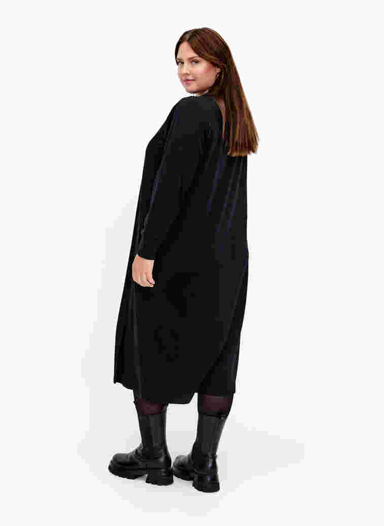 Sweatshirtklänning i bomull med fickor, Black, Model image number 1