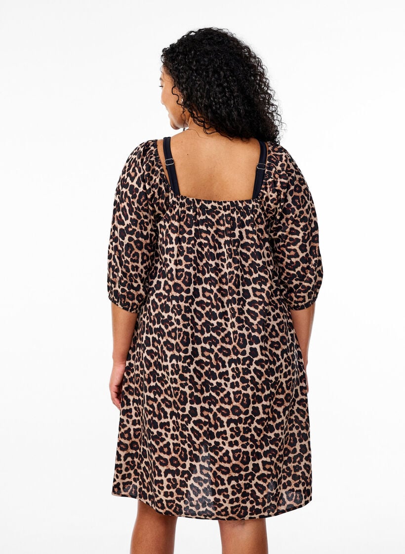 Strandkl&auml;nning i viskos med m&ouml;nster, Beige, Model image number 2