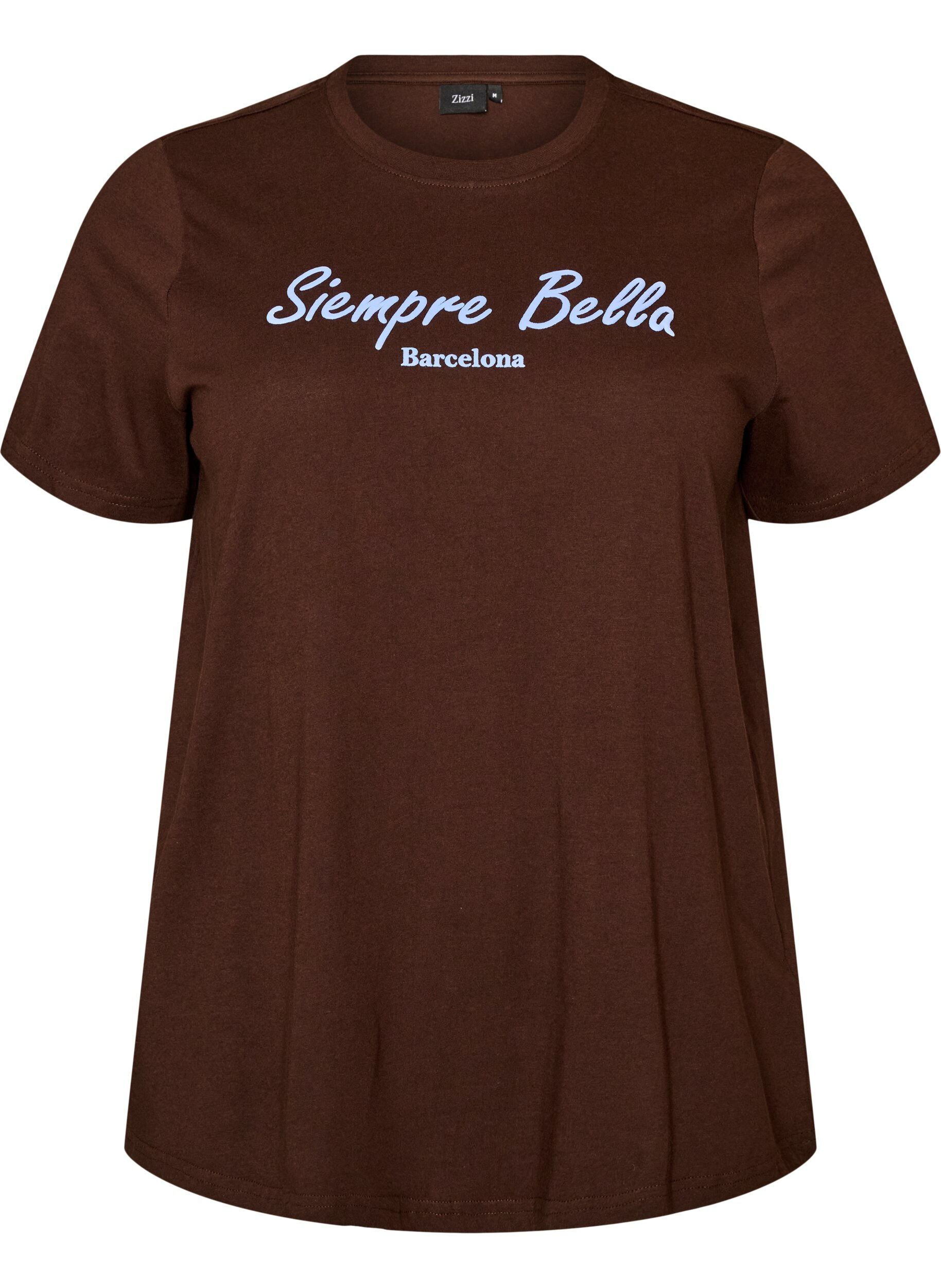 ZizziT-shirt i ekologisk bomull med tryck, Brun, Packshot image number 0