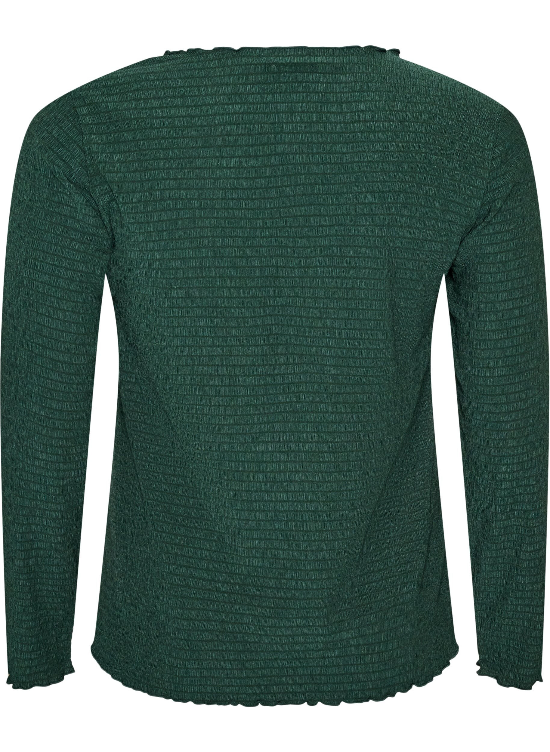 ZizziTexturerad blus med v&aring;giga kanter, Gr&ouml;n, Packshot image number 1