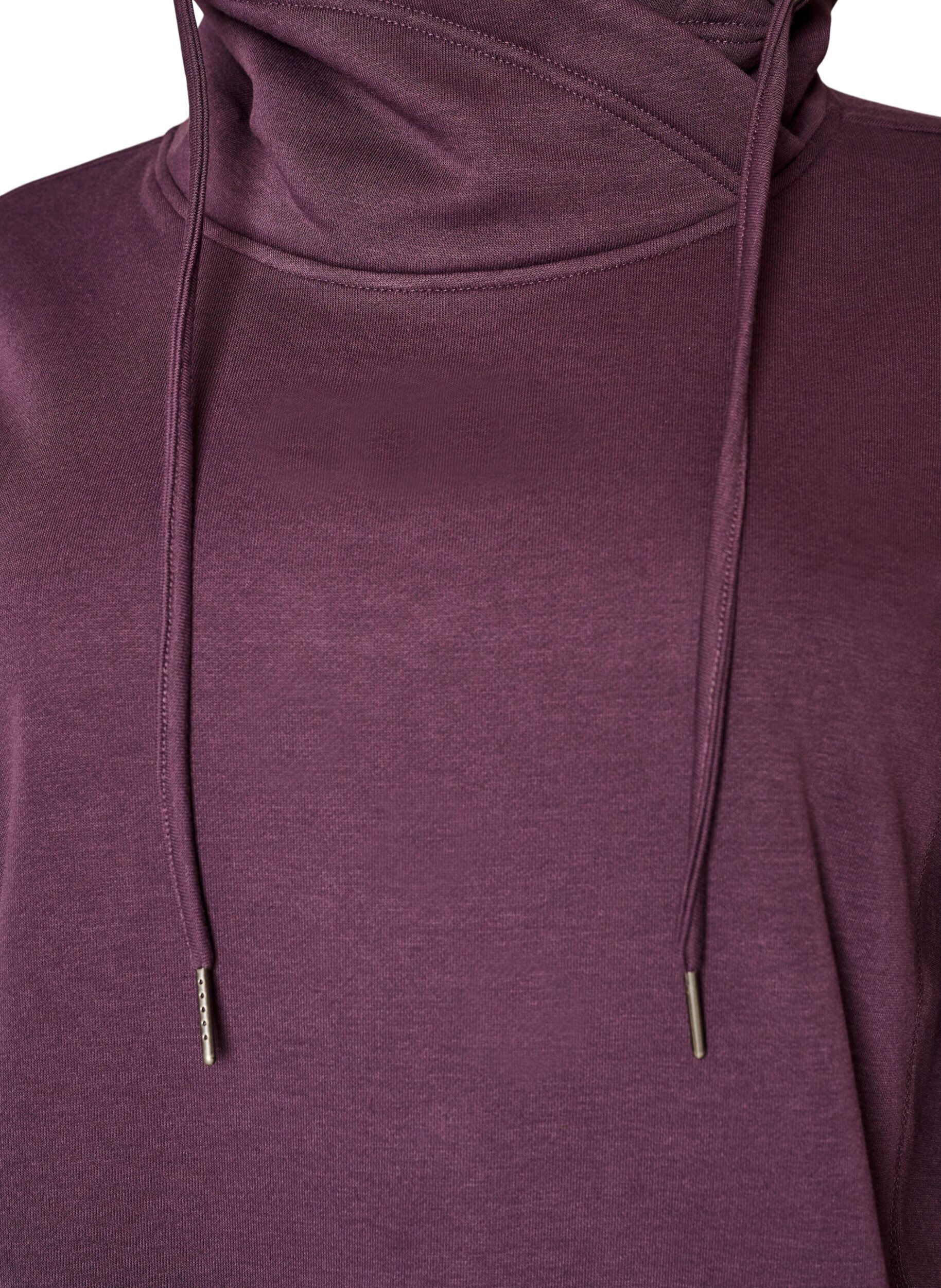 ZizziSweatshirt med h&ouml;g krage och fickor, Lila, Packshot image number 2