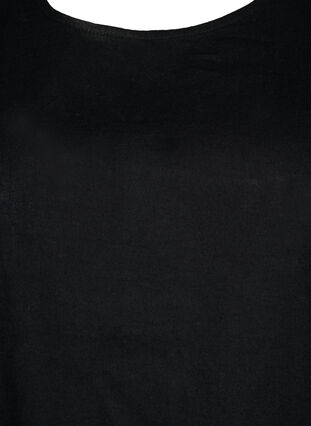 Kortärmad blus i bomullsmix med linne, Black, Packshot image number 2