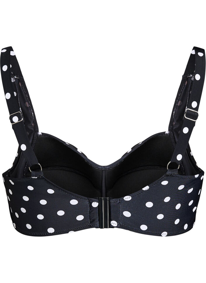 Vadderad bikinitopp med tryck, Svart, Packshot image number 1