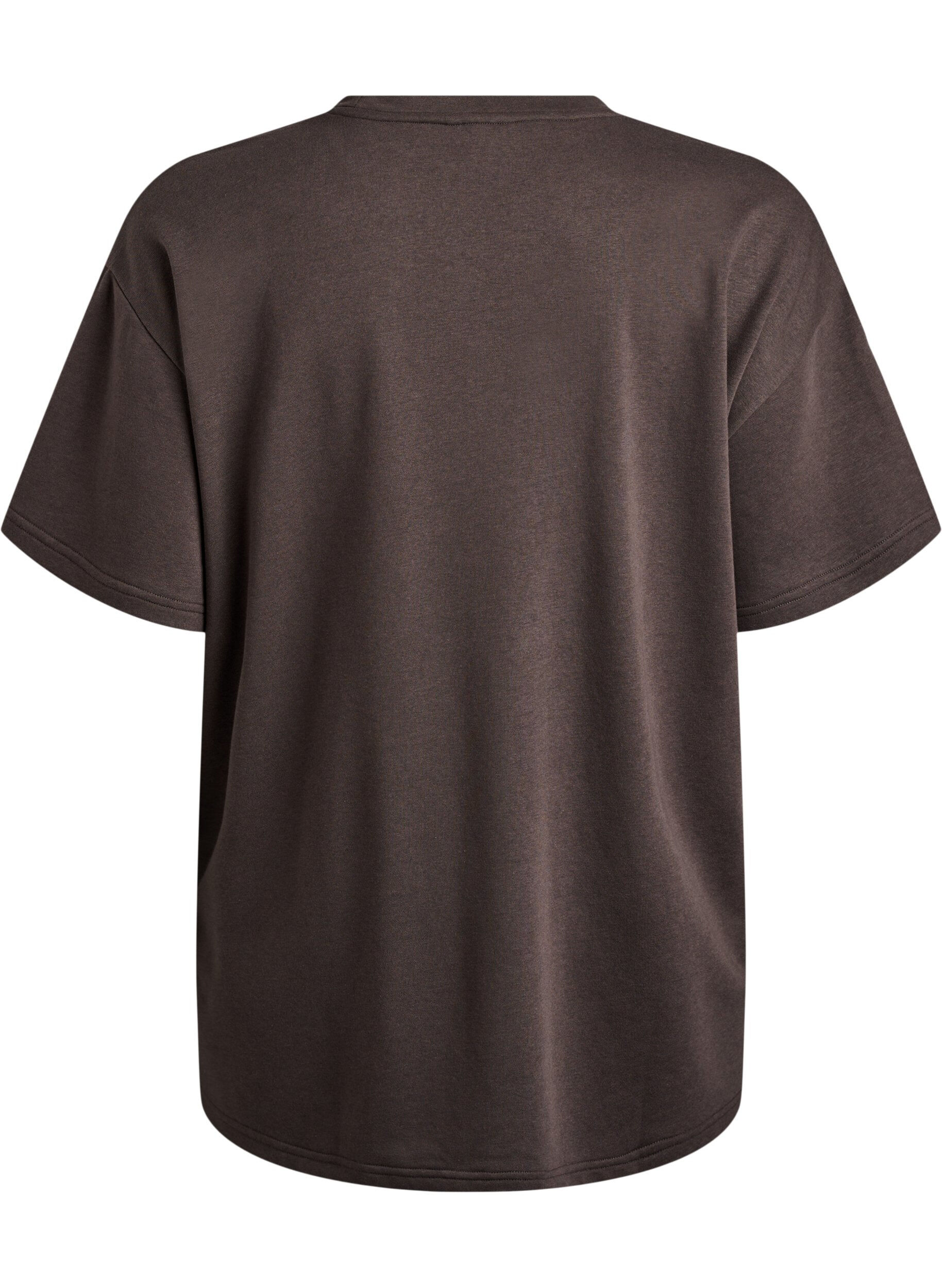 Zizzi Oversized t-shirt i sweatmaterial, Brun, Packshot image number 1