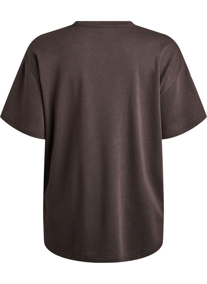 Oversized t-shirt i sweatmaterial, Brun, Packshot image number 1