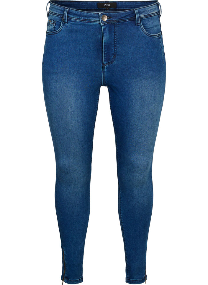 Cropped Amy jeans med blixtl&aring;s, Bl&aring;, Packshot image number 0
