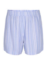 Randiga shorts i linne- och viskosblandning, Serenity Wh.Stripe, Packshot
