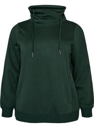 Sweatshirt med h&ouml;g krage och fickor, Gr&ouml;n