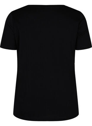 T-shirt i bomull med tryck, Black Cyclamen LOVE, Packshot image number 1