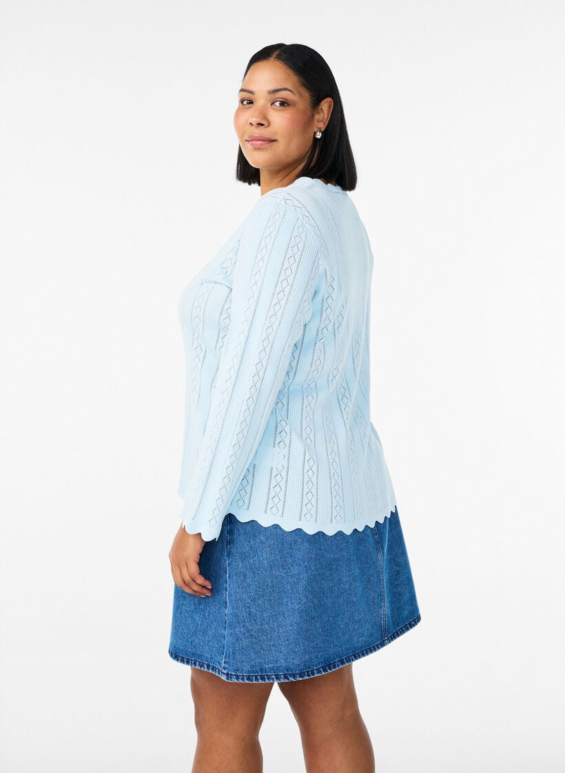 Kort a-linjeformad jeanskjol, Bl&aring;, Model