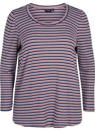 Randig tröja med långa ärmar, Mahogany/Navy Stripe, Packshot image number 0