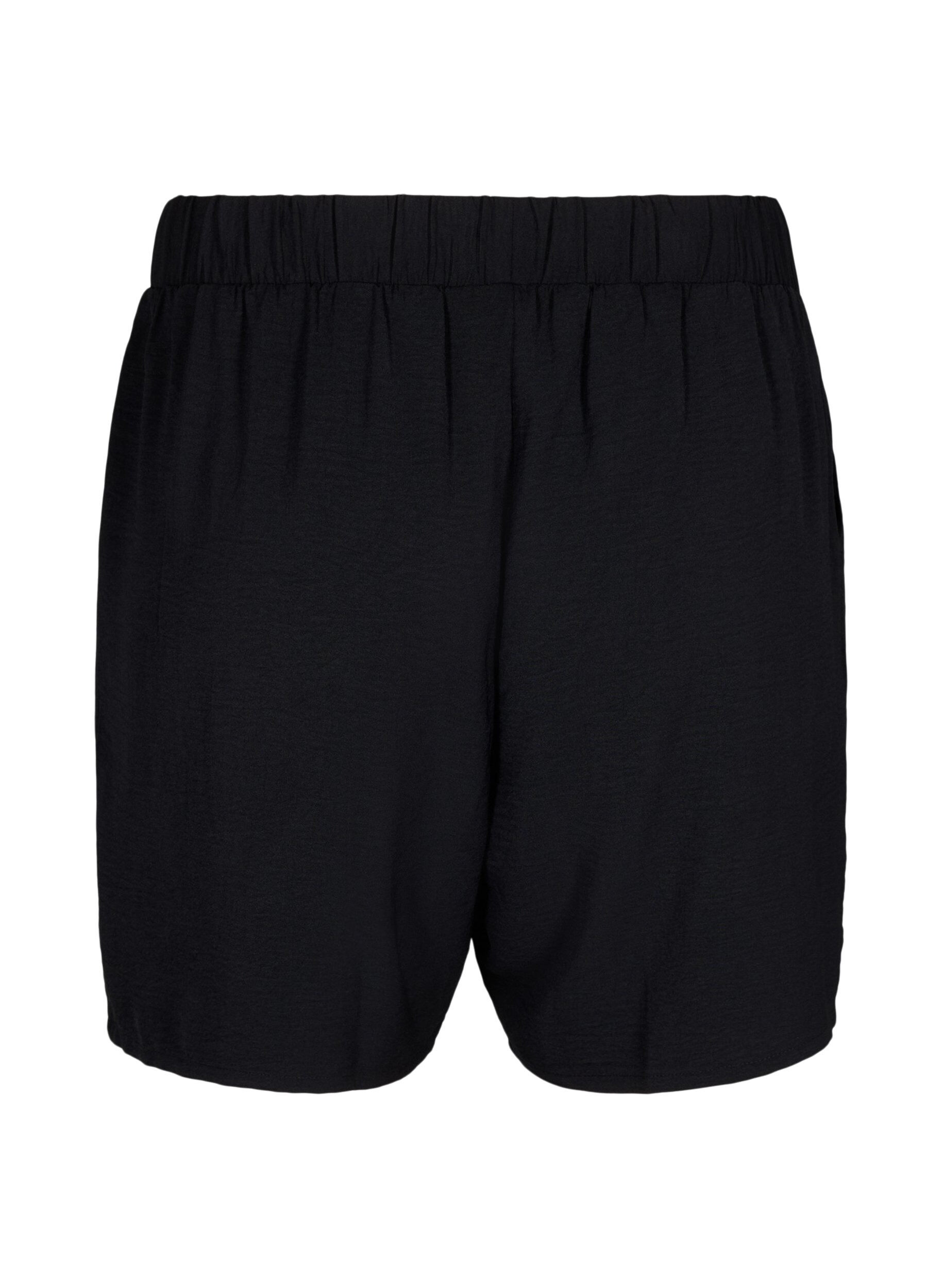 ZizziShorts med fickor och res&aring;r i midjan, Svart, Packshot image number 1