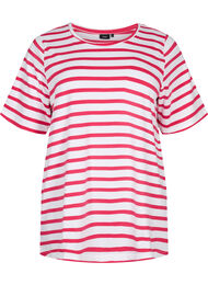 Randig T-shirt i ekologisk bomull, Bright Rose Stripes