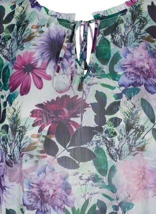 Kortärmad tunika med blommigt mönster, Purple Flower mix, Packshot image number 2