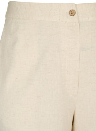 Byxor med hög midja i bomull och linne, Whitecap Gray, Packshot image number 2