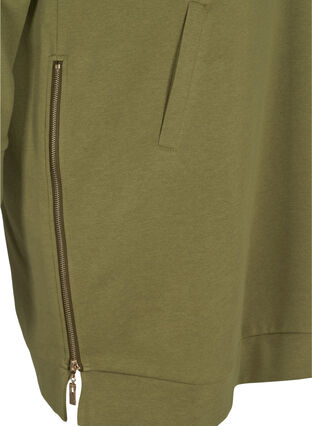 Sweatshirtklänning med fickor och slits, Olive Drab, Packshot image number 3
