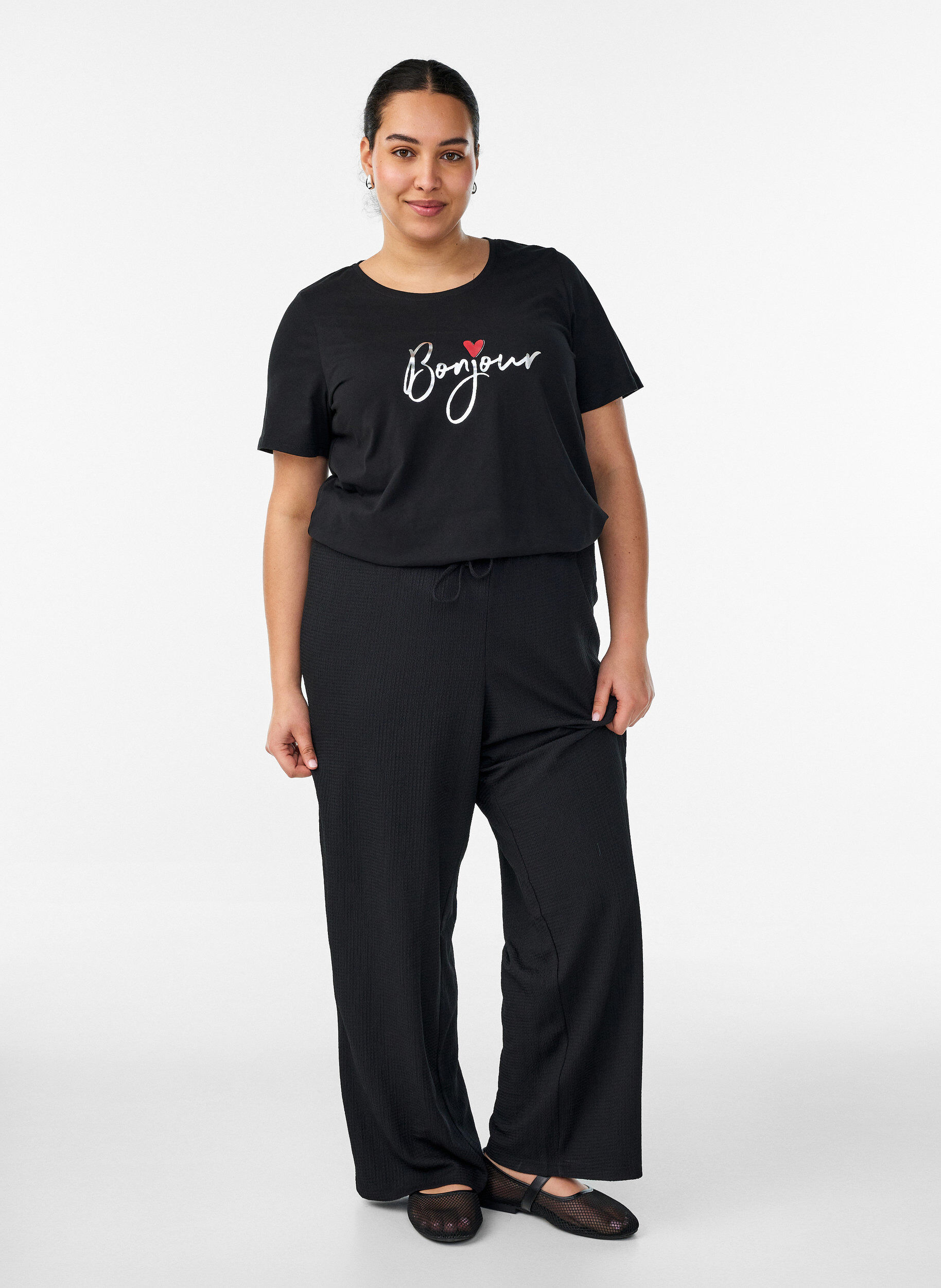 ZizziT-shirt med tryck, Svart, Model image number 1