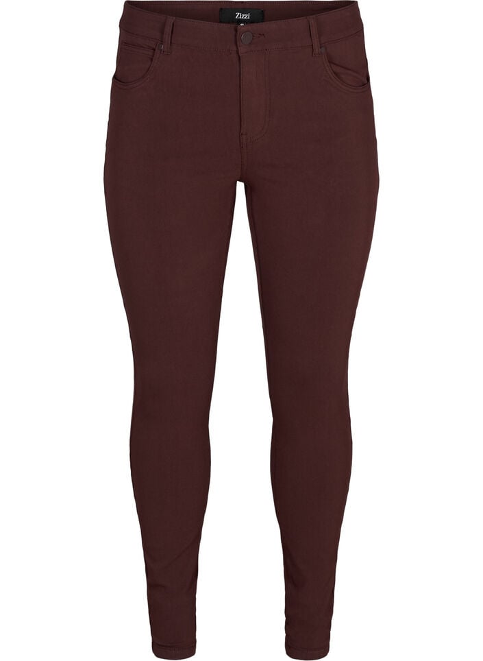 Slim fit byxor med fickor, M&ouml;rk Bordeaux, Packshot image number 0
