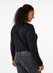 L&aring;ng&auml;rmad blus i ull och viskos, Svart, Model image number 2