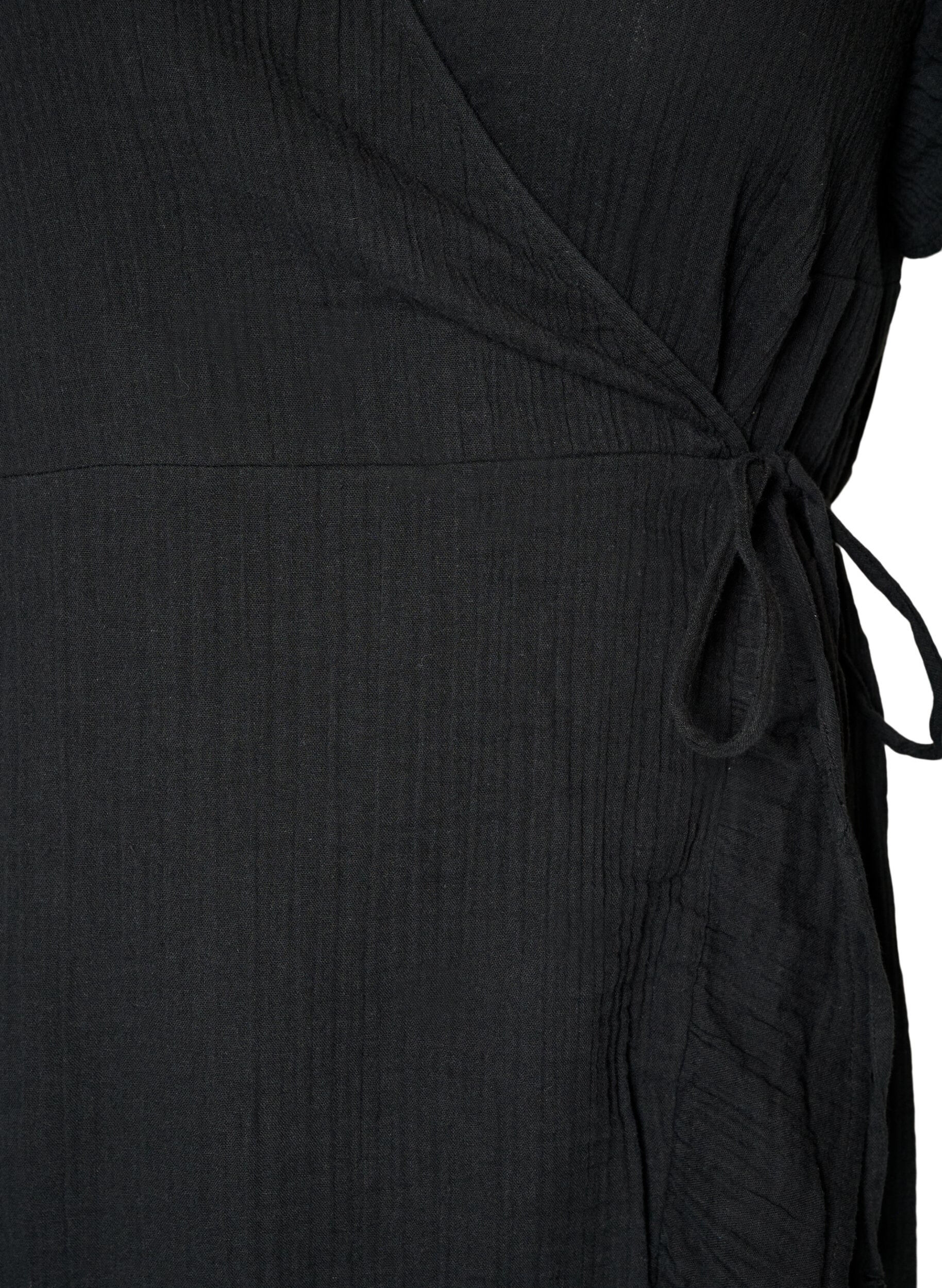 ZizziOmlottkl&auml;nning i bomullsmuslin med volanger, Svart, Packshot image number 2