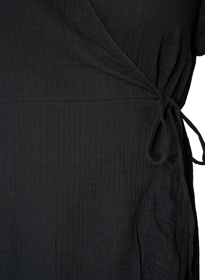 Omlottkl&auml;nning i bomullsmuslin med volanger, Svart, Packshot image number 2