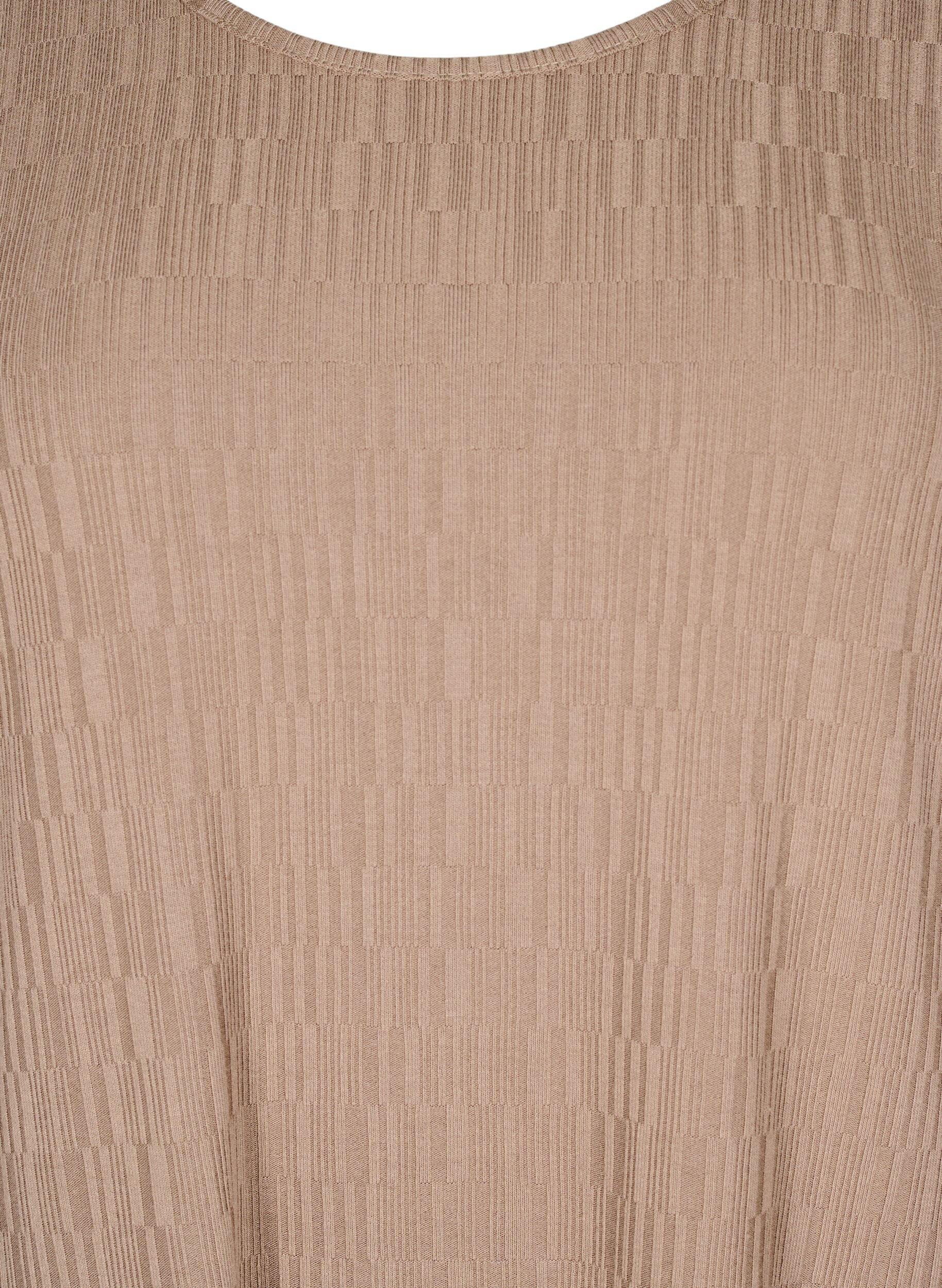 Zizzi Kl&auml;nning med struktur och 3/4-&auml;rmar, Brun, Packshot image number 2